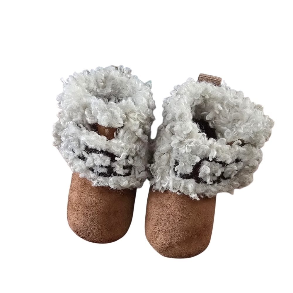 UGG Tan Infant Baby Booties Sherpa Lined Size L 4/5